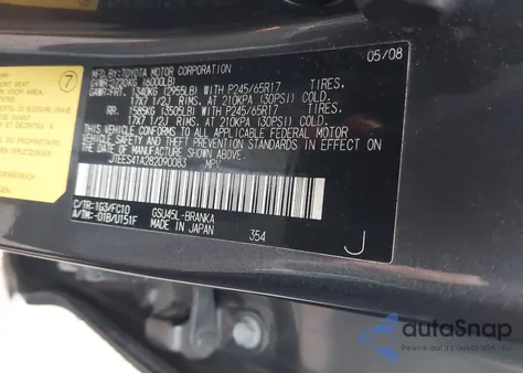 2008 Toyota Highlander из США, поврежденный, VIN JTEES41A282090083